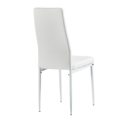 Modern White Faux Leather Dining Chair Set – Quilted Design with Sturdy Metal Frame (Set of 6)