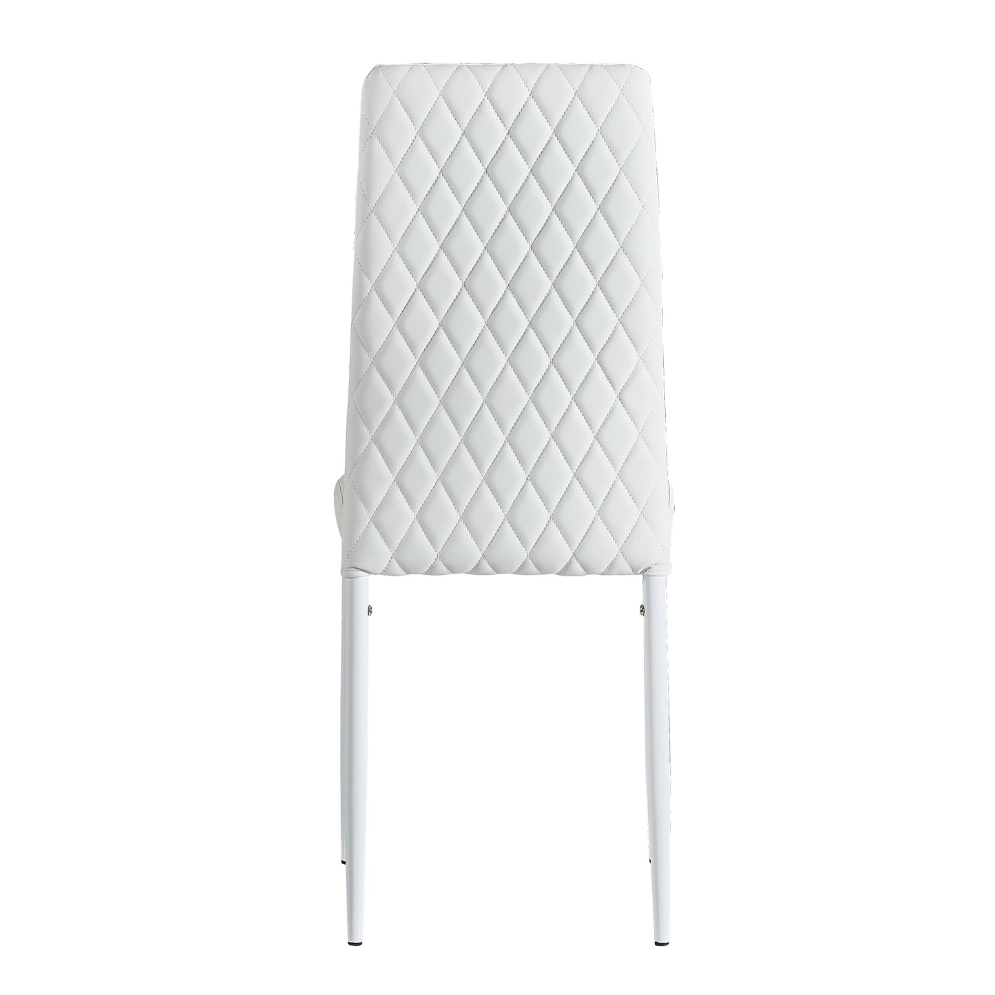 Modern White Faux Leather Dining Chair Set – Quilted Design with Sturdy Metal Frame (Set of 6)