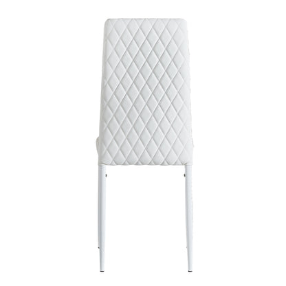 Modern White Faux Leather Dining Chair Set – Quilted Design with Sturdy Metal Frame (Set of 6)