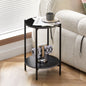 Modern Round Marble Side Table with Two-Tier Storage and Metal Frame - Scratch & Waterproof Design