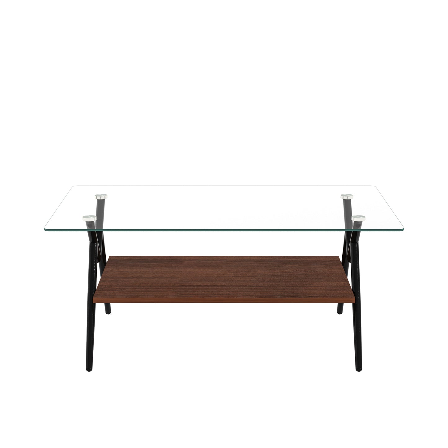 Modern Tempered Glass Coffee Table with Storage Shelf