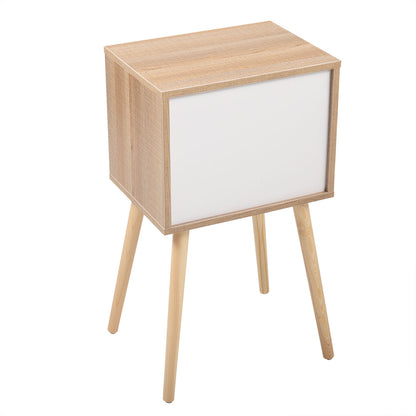 Modern Scandinavian Style Nightstand with 2 Drawers - Mid-Century Wooden End Table