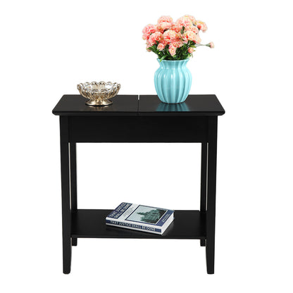 Modern Slim Wooden Console Table with Hidden Storage Compartment – Black