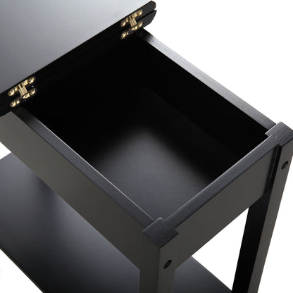 Modern Slim Wooden Console Table with Hidden Storage Compartment – Black