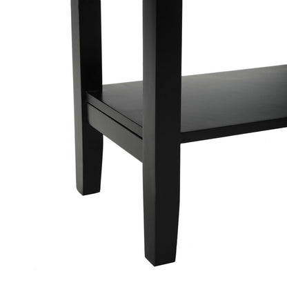 Modern Slim Wooden Console Table with Hidden Storage Compartment – Black