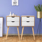 Modern Scandinavian Style Nightstand with 2 Drawers - Mid-Century Wooden End Table