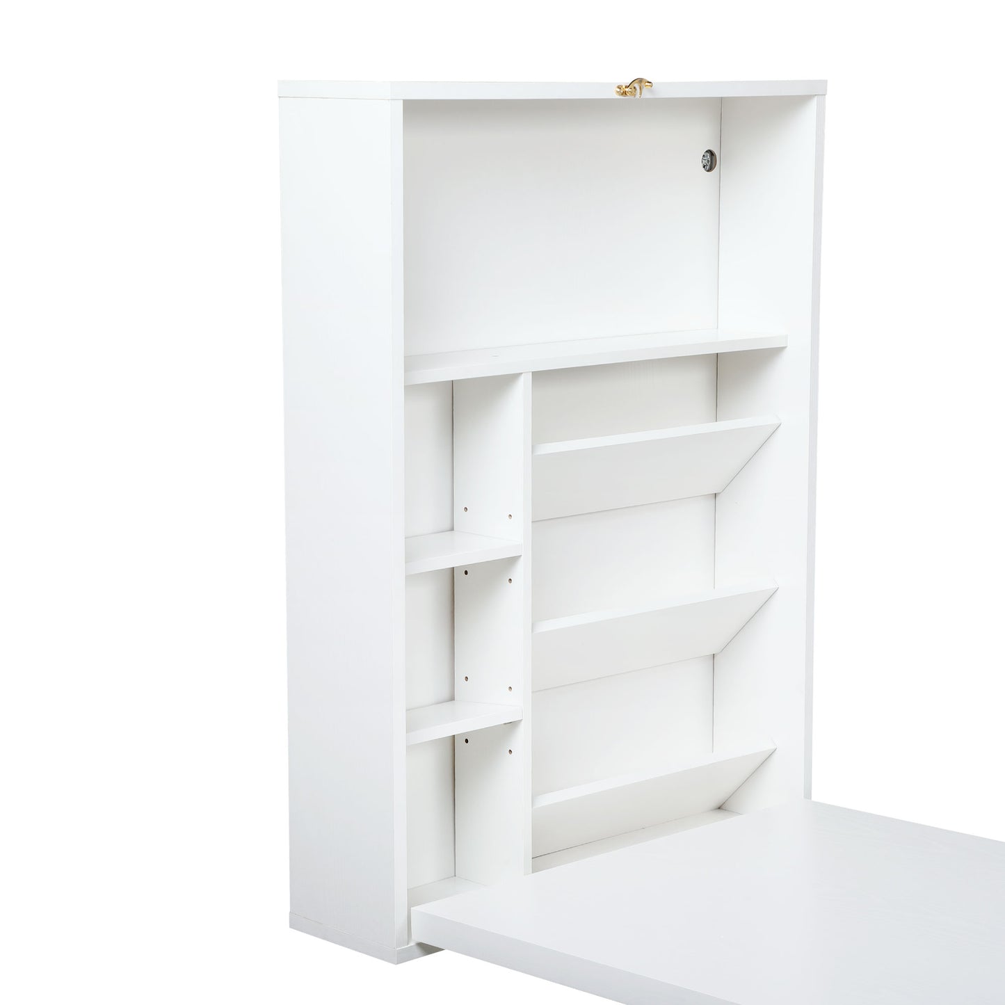 Compact Wall-Mounted Folding Desk with Storage Shelves