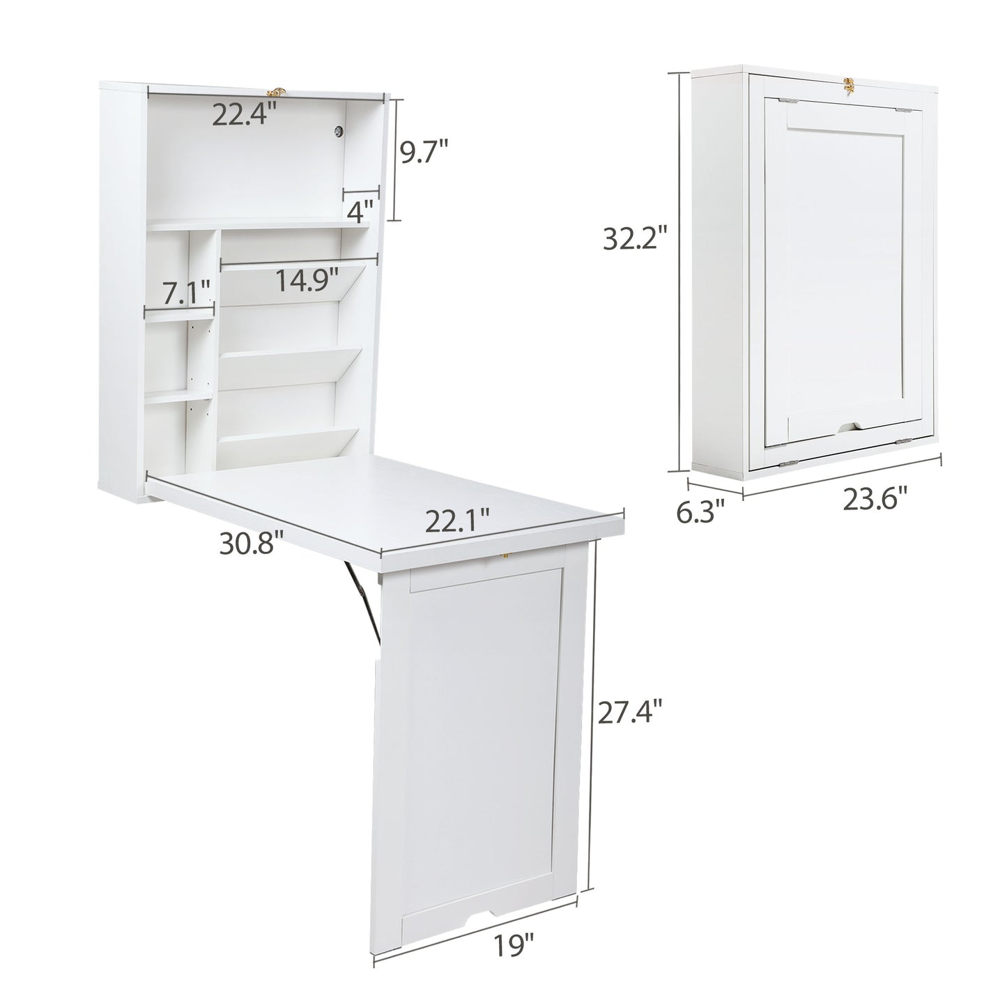 Compact Wall-Mounted Folding Desk with Storage Shelves