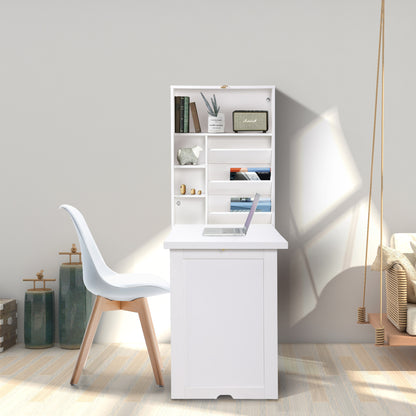 Compact Wall-Mounted Folding Desk with Storage Shelves