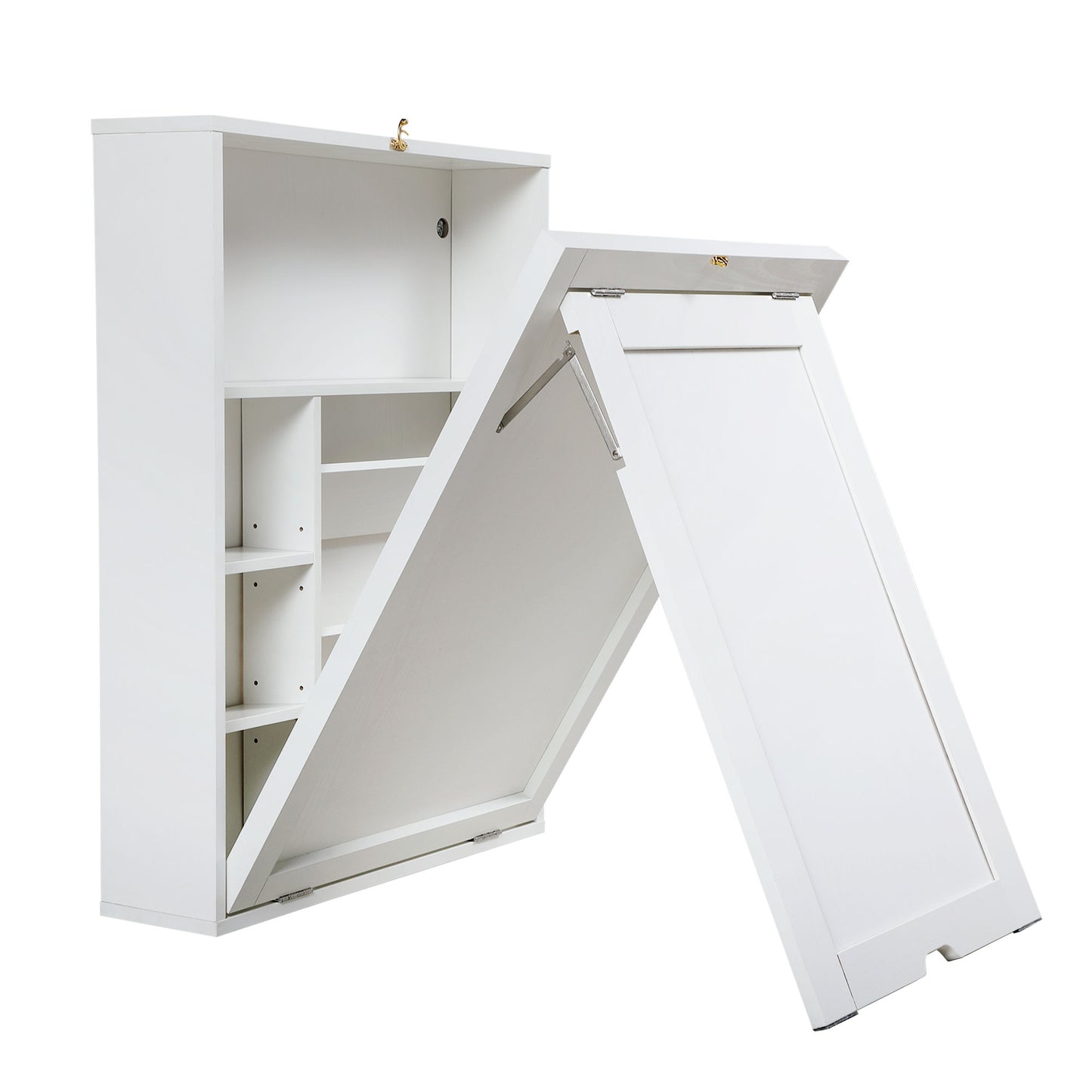 Compact Wall-Mounted Folding Desk with Storage Shelves