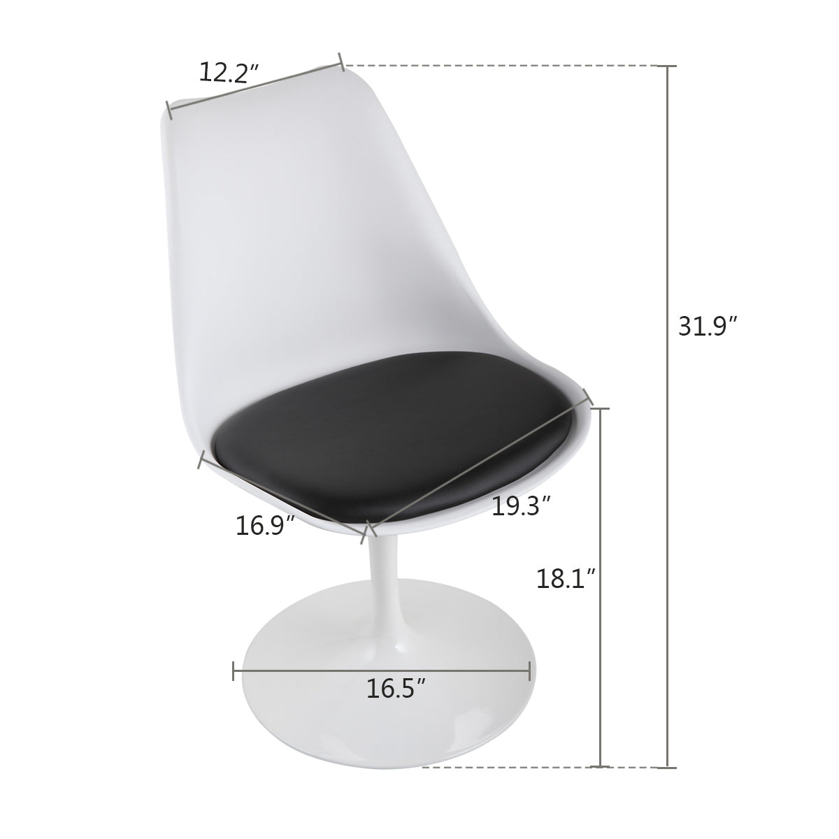 Contemporary Swivel Tulip Chair - Black Cushion Edition