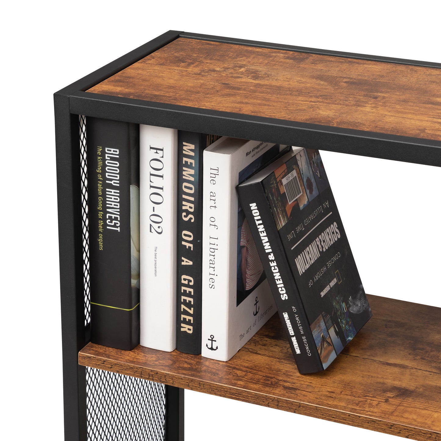 Industrial 3-Tier Open Metal Mesh Bookshelf