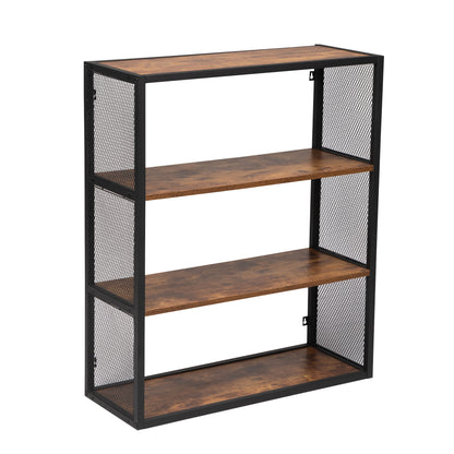 Industrial 3-Tier Open Metal Mesh Bookshelf