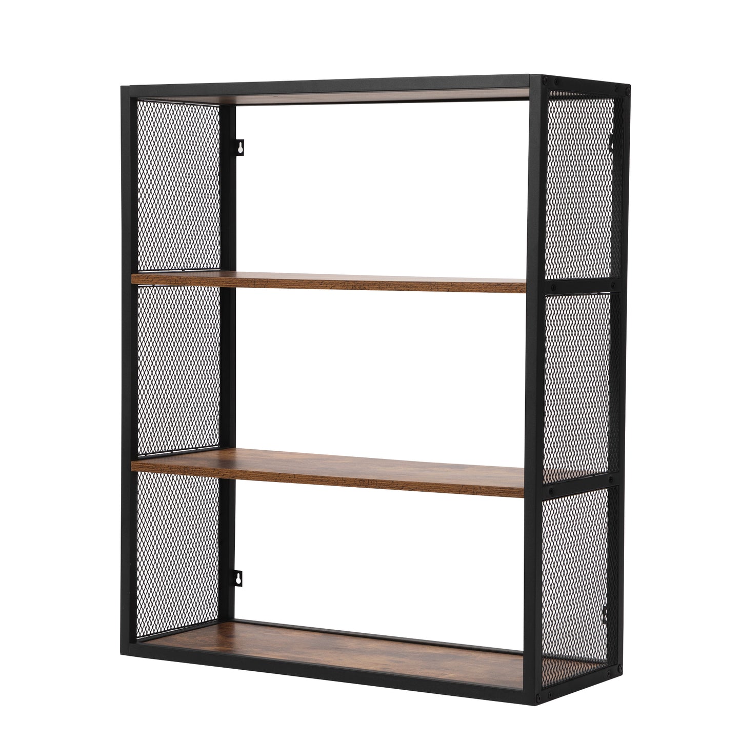 Industrial 3-Tier Open Metal Mesh Bookshelf