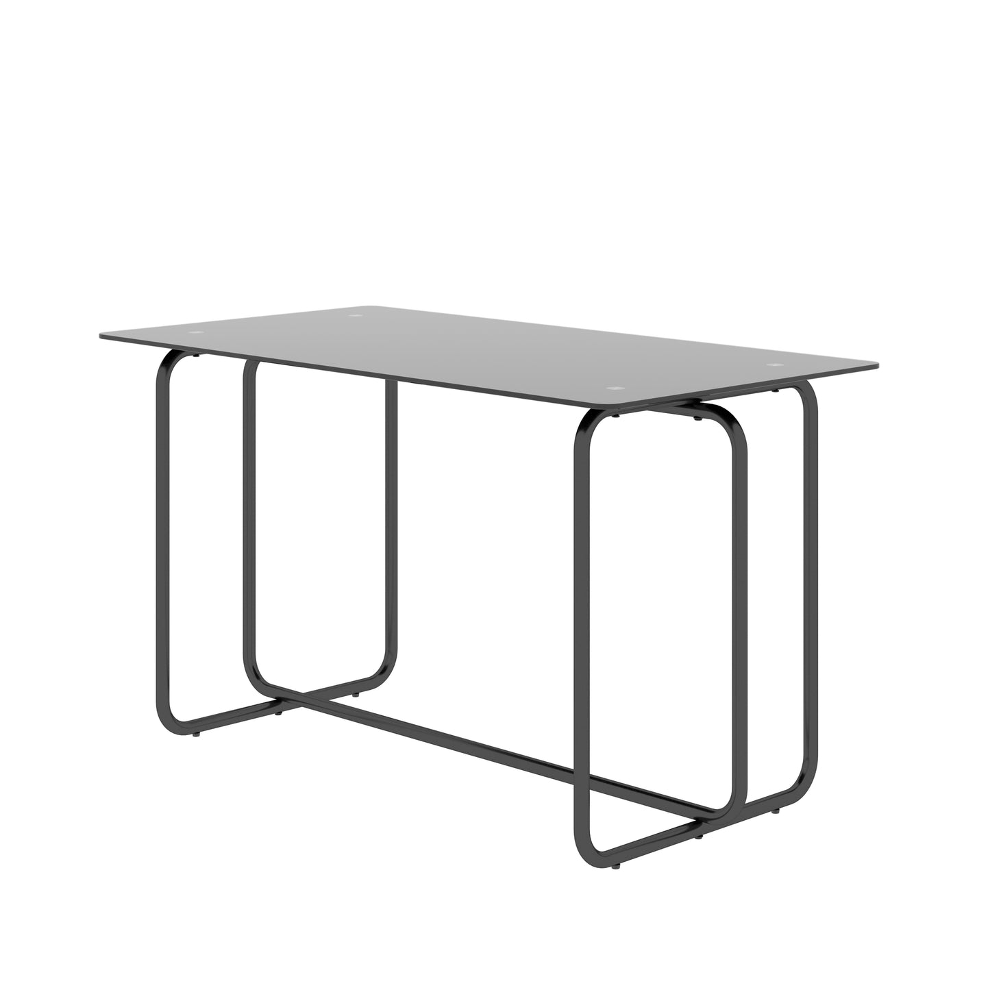 Modern Black Glass Dining Table with Steel Frame